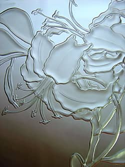 ゆりの花を彫刻したエッチングミラー
