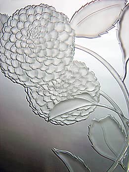 ダリアの花を彫刻した鏡