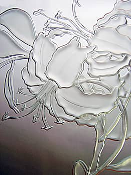 ユリの花を彫刻した鏡