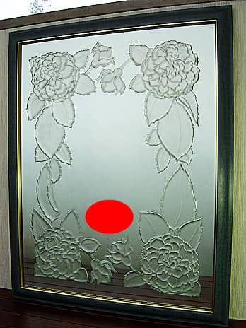 エッチングミラー バラに「名前、メッセージ、ロゴマーク」などを彫刻する部位