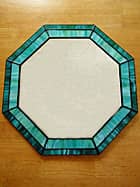 八角形のステンドグラス製ミラー　グリーン（大）
