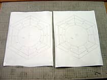 ステンドグラス時計用のデザイン画と型紙