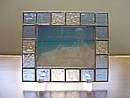ステンドグラス製の写真立て スクエア・ブルー