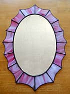 ステンドグラスの鏡　オーバル−ピンク