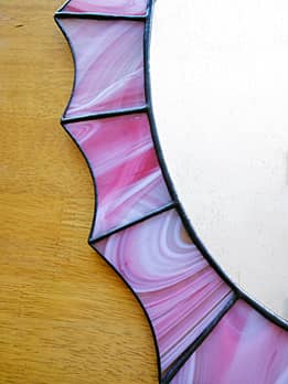 ステンドグラスの鏡 オーバル−ピンク