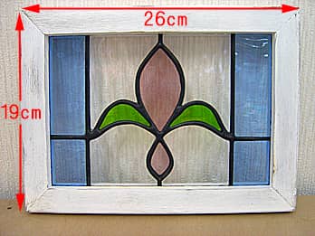 ステンドグラスのパネル リーフ/アンティークローズの縦横のサイズ画像