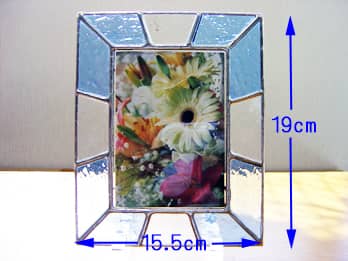 ステンドグラス製のフォトスタンド ブルーのサイズ画像