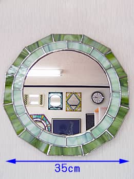 ステンドグラスの鏡 グラスグリーンのサイズ画像