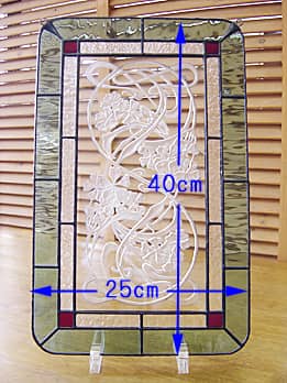 「エッチングガラスの壁飾り・オキザリス」のサイズ画像