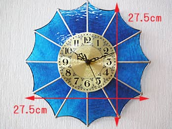 ステンドグラス時計 マリンブルー12Pの縦横のサイズ画像
