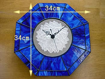 ステンドグラス時計 ダリア（八角形）の縦横のサイズ画像
