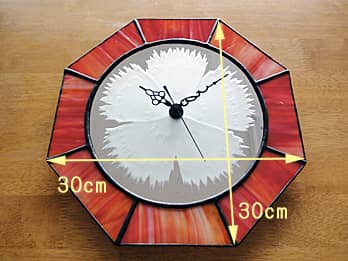 ステンドグラス時計 ナデシコ（八角形）の縦横のサイズ画像
