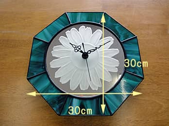 ステンドグラス時計 マーガレット（八角形）の縦横のサイズ画像