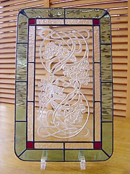 エッチングガラスの壁飾り・オキザリス