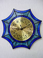 ステンドグラス製の掛け時計・ブルー