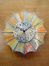 ステンドグラス製の掛け時計・イエロー12P
